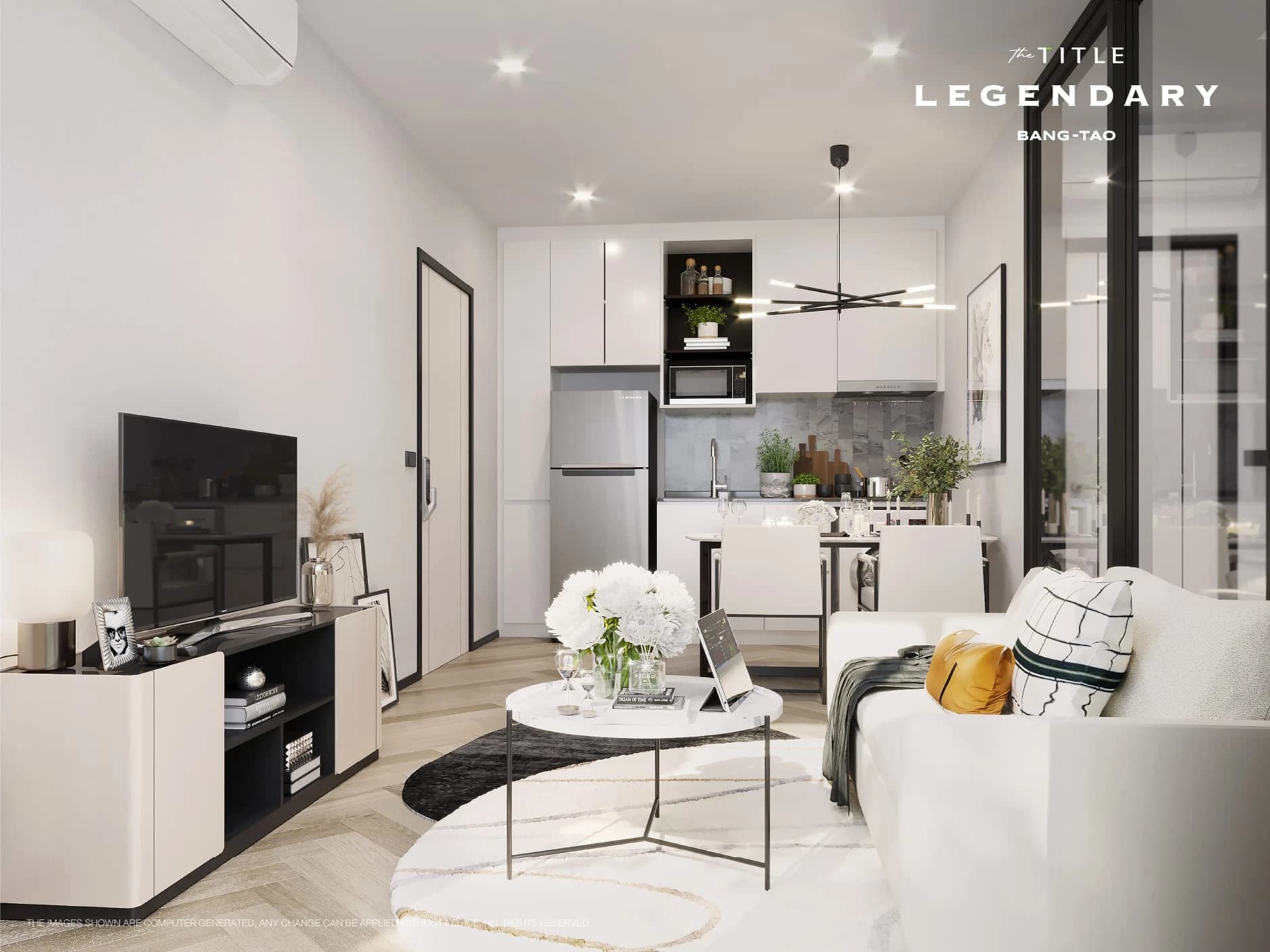 One-bedroom show apartment: living room